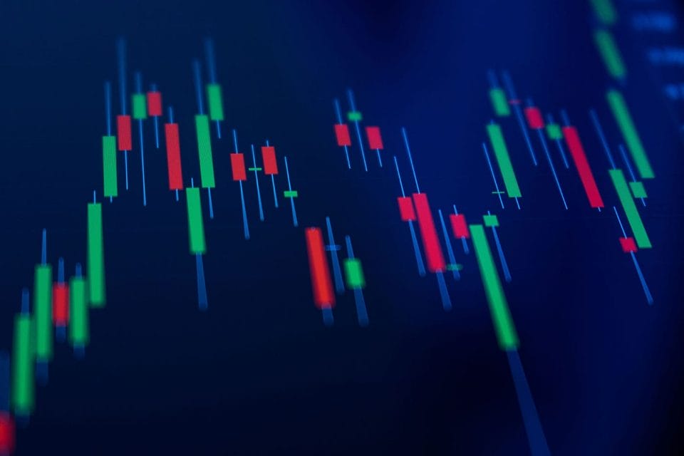 Candlestick bar graph stock trading pattern chart concept
