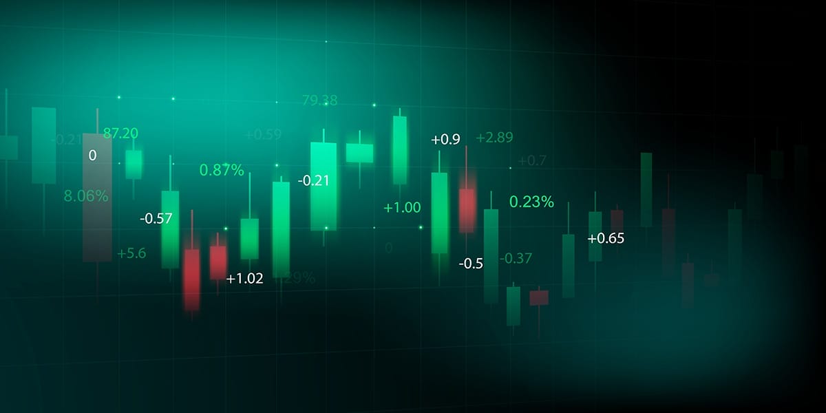 Stock market design concept red and green trading chart patterns