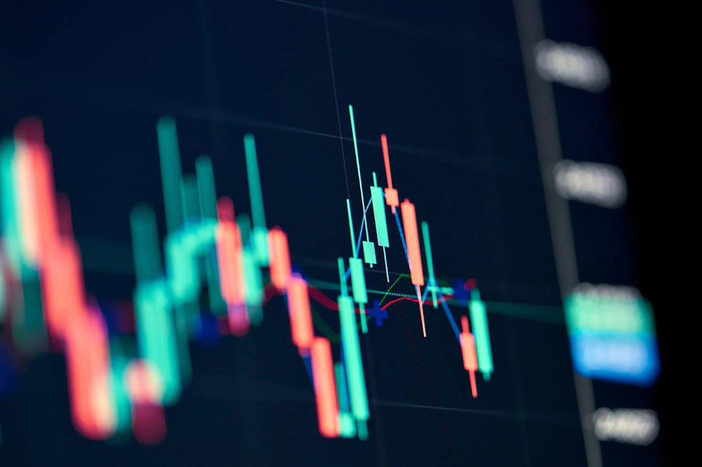 Red and green candlestick chart patterns for Forex trading