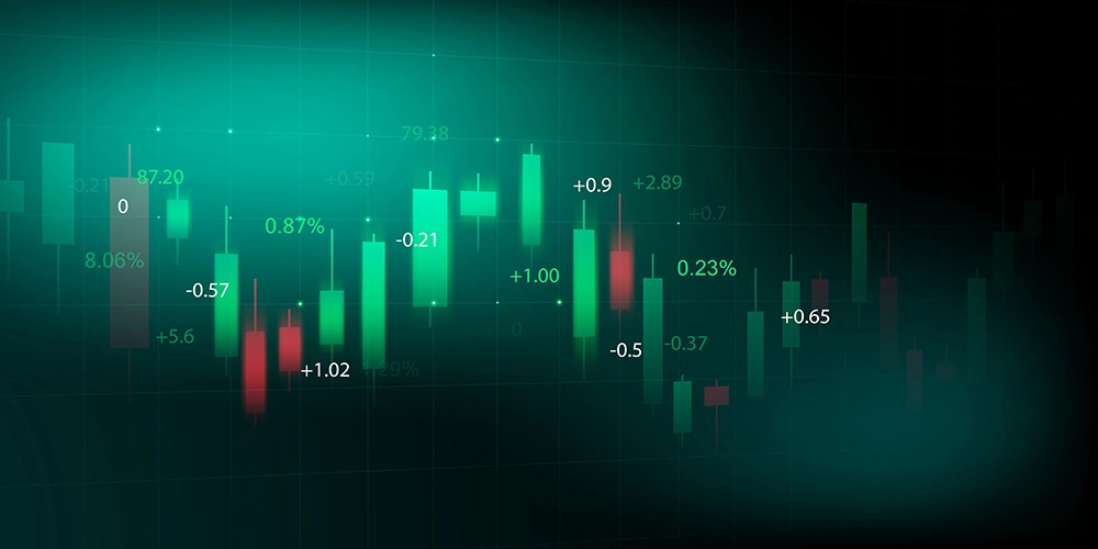 Forex candlestick pattern red and green candles concept