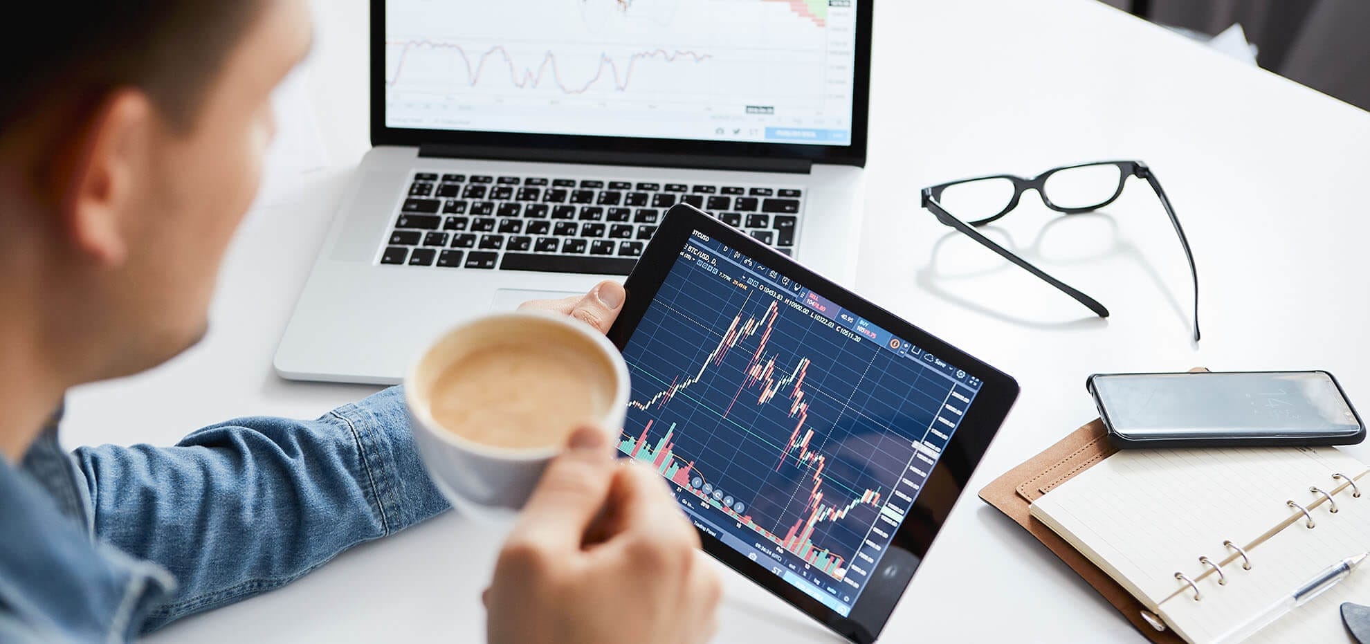 Day trader watches the market